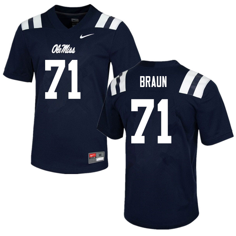 Tobias Braun Ole Miss Rebels NCAA Men's Navy #71 Stitched Limited College Football Jersey CWY3158XU
